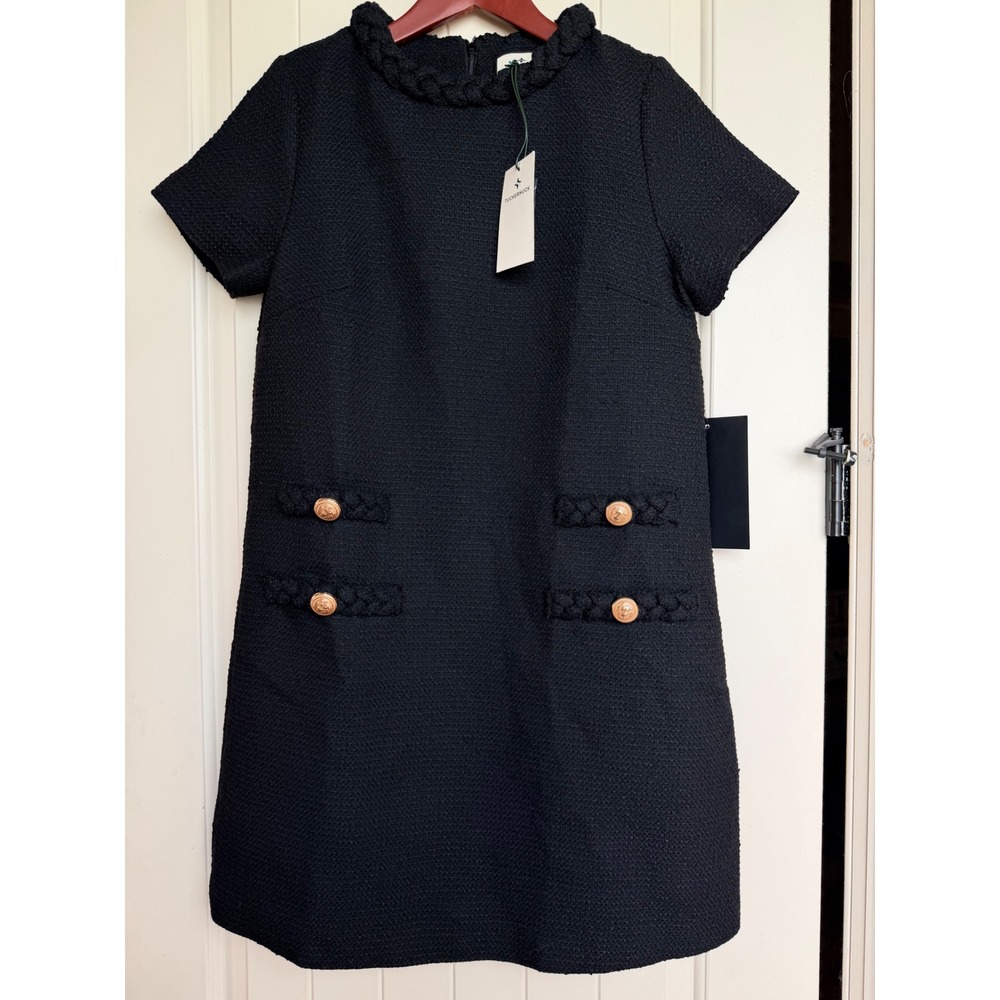 NWT Tuckernuck Black Tweed Jackie Dress Size S Shift Mini Dress 60s Inspired - Picture 4 of 10
